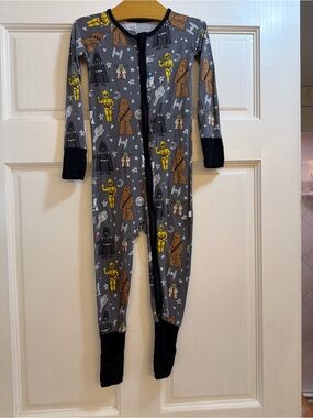 Little Sleepies Gray Star Wars Character Footed One-Piece with Black Cuffs